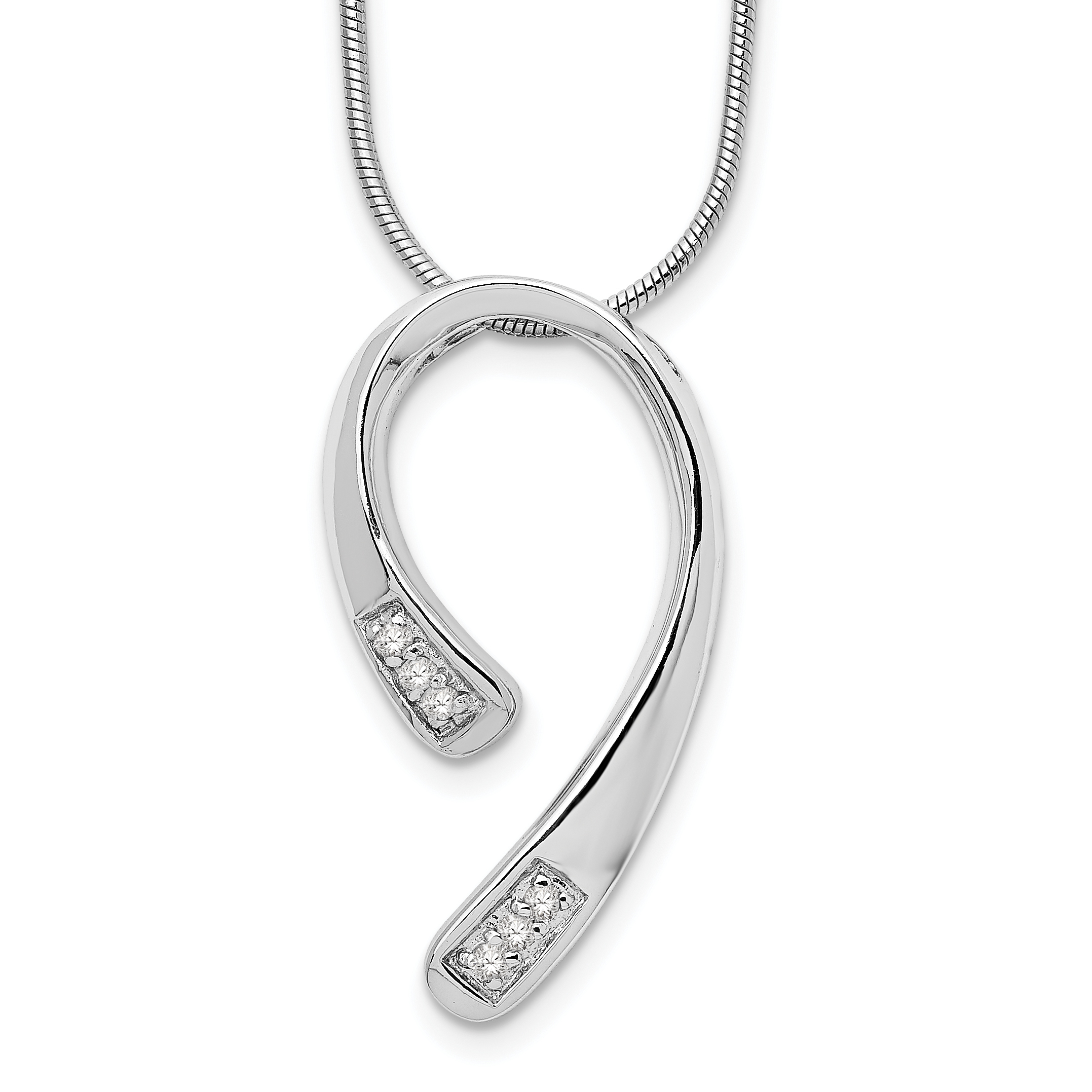 925 Sterling Silver Rhodium-Plated 18 Inch Diamond Necklace, 2
